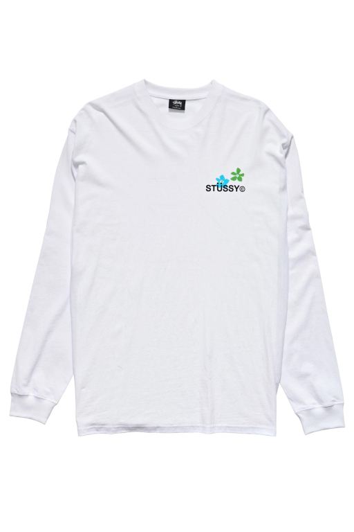 Stussy Mens City Flowers Long Sleeve T Shirt White - DZXWJ8031